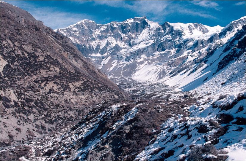 View of valley above Gunsang, Annapurna Circuit, Nepal
