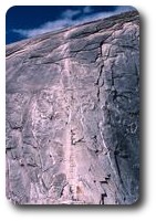 Rope ladder up Half Dome, Yosemite, California, USA