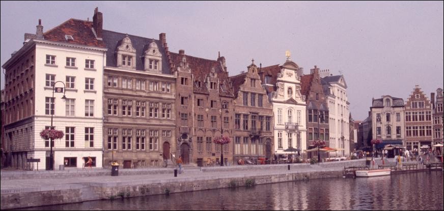 Old buildings around the Korenlei, Ghent, Belgium