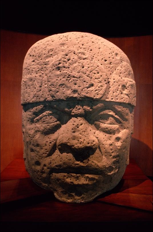 Huge Olmec stone head, Museo Nacional de Antropologia, Mexico City, Mexico
