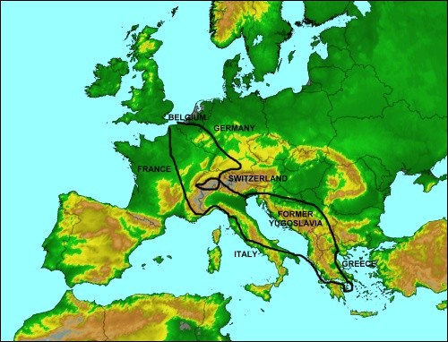 Map of First Europe trip