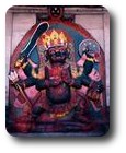 A god on a temple, Kathmandu, Nepal