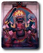 A god on a temple, Kathmandu, Nepal