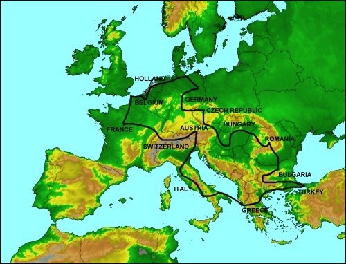 Map of Second Europe trip