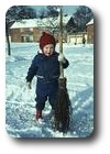 Me playing in the snow at Werstan Close, Malvern, England